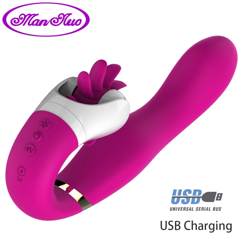 oral sex tongue toy Rose Sucking Vibrator Oral Clit Licking Tongue G-Spot Dildo Sex Toys f main image 0