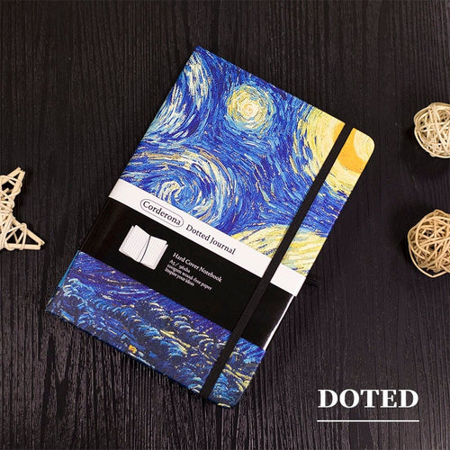 Vincent A5 Dotted Journal Dot Grid Bullet Notebook Hard Cover Van Gogh Starry Night Travel Sketchbook Ruled Lined Diary - AVA Health and Wellness Boutique
