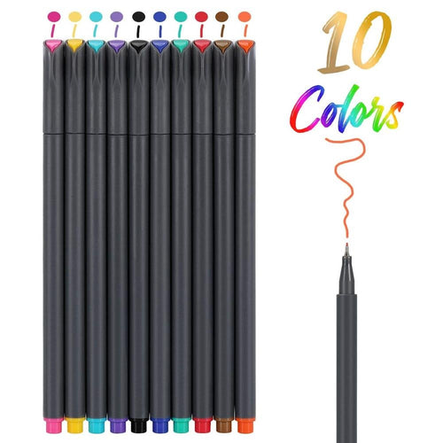 10 Color Fine Line Drawing Pen Set 0.38mm Fineliner Marker Liner for Journal Notebook Cartoon Paint Office Planner School A6954 - AVA Health and Wellness Boutique