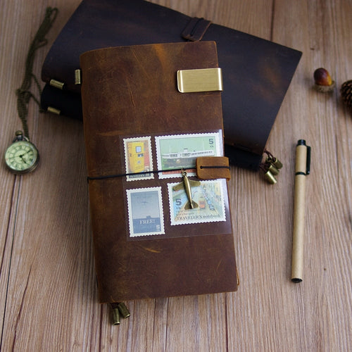100% Genuine Leather Traveler's Notebook travel Diary Journal Vintage Handmade Cowhide Gift planner Free Lettering Embosse - AVA Health and Wellness Boutique