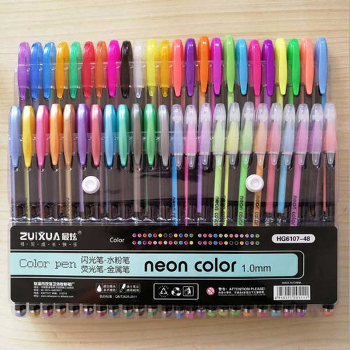 12/24/36/48 Colors/set Highlighter Glitter Gel Pen for Coloring Books Journals Drawing Doodling Painting Colored Art Markers - AVA Health and Wellness Boutique
