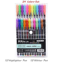 Carica l&#39;immagine nel visualizzatore di Gallery, 12/24/36/48 Colors/set Highlighter Glitter Gel Pen for Coloring Books Journals Drawing Doodling Painting Colored Art Markers - AVA Health and Wellness Boutique

