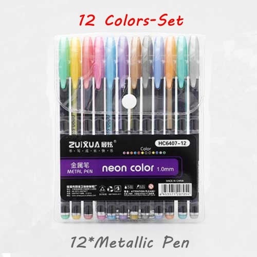 12/24/36/48 Colors/set Highlighter Glitter Gel Pen for Coloring Books Journals Drawing Doodling Painting Colored Art Markers - AVA Health and Wellness Boutique
