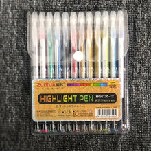 Charger l&#39;image dans la galerie, 12pcs or 24pcs/Set 12 Colors1mm Glitter Gel Pen Coloring Books Journals Drawing Doodling Painting Colored Art Markers Stationery - AVA Health and Wellness Boutique
