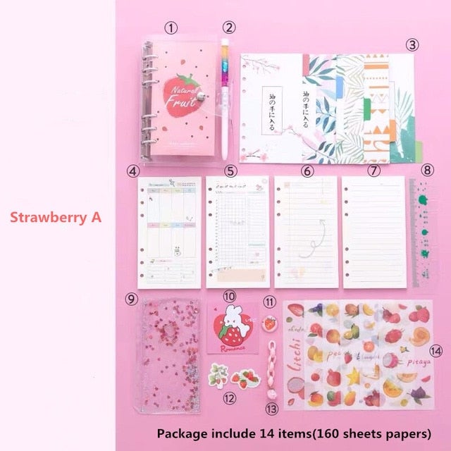 2021 Sharkbang Kawaii Bling Bling Cherry Blossoms A6 Loose Leaf Diary Notebook Journal Note Book Agenda Planner 160 Sheet - AVA Health and Wellness Boutique