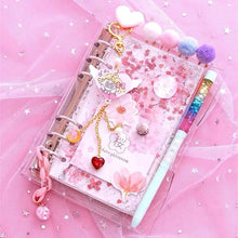 Lade das Bild in den Galerie-Viewer, 2021 Sharkbang Kawaii Bling Bling Cherry Blossoms A6 Loose Leaf Diary Notebook Journal Note Book Agenda Planner 160 Sheet - AVA Health and Wellness Boutique
