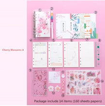 Load image into Gallery viewer, 2021 Sharkbang Kawaii Bling Bling Cherry Blossoms A6 Loose Leaf Diary Notebook Journal Note Book Agenda Planner 160 Sheet - AVA Health and Wellness Boutique
