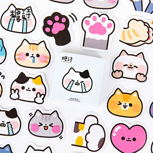 45 pcs/box Cute Meow battle Journal Decorative Stickers Scrapbooking Stick Label Diary Stationery Album animal cat Stickers - AVA Health and Wellness Boutique