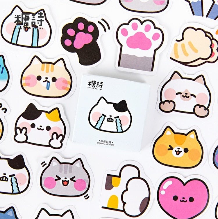 45 pcs/box Cute Meow battle Journal Decorative Stickers Scrapbooking Stick Label Diary Stationery Album animal cat Stickers - AVA Health and Wellness Boutique