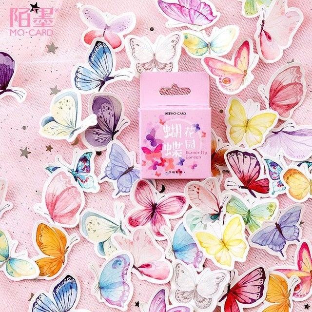 45 Pcs/lot Cute Butterfly Kawaii Stickers Diary Planner Journal Note Diary Paper Scrapbooking Albums - AVA Health and Wellness Boutique