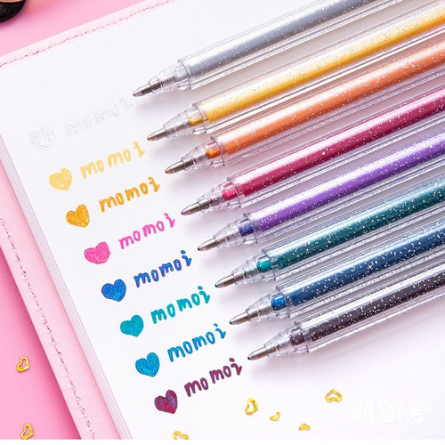 8 colors/Set Glitter Pen Highlighter Color Changing Flash Marker Gel Pens Drawing Scrapbook Album Journal DIY Stationery School - AVA Health and Wellness Boutique