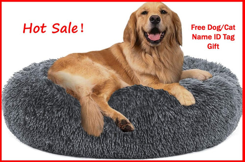 Anti Anxiety Pet Donuts Sleeping Marshmallow Cat Bed Fluffy Soft Long Plush Round Cozy Luxury Bed for Cats House Dog Dropshiping - AVA Health and Wellness Boutique