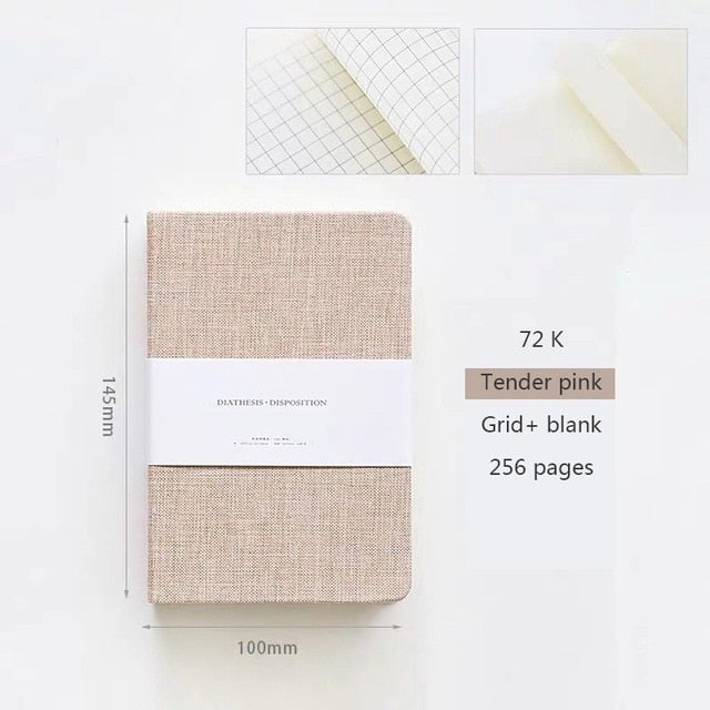 Blank and Grid Paper Notebook Linen Hard Cover 256 Pages Bullet 80 GSM Journal Planner Office School Supplies Stationery - AVA Health and Wellness Boutique