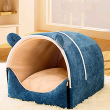 Load image into Gallery viewer, Dog House Detachable Winter Warm Bed For Pet Semi-closed Design Bear ear Soft Material luxury cat sleeping bed - AVA Health and Wellness Boutique

