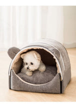 Carica l&#39;immagine nel visualizzatore di Gallery, Dog House Detachable Winter Warm Bed For Pet Semi-closed Design Bear ear Soft Material luxury cat sleeping bed - AVA Health and Wellness Boutique
