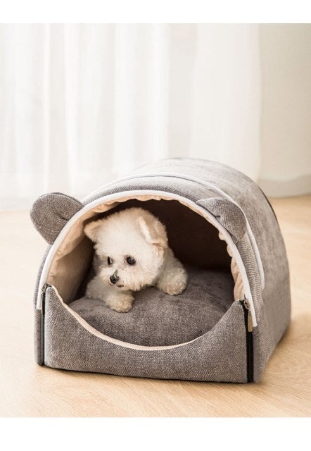 Dog House Detachable Winter Warm Bed For Pet Semi-closed Design Bear ear Soft Material luxury cat sleeping bed - AVA Health and Wellness Boutique