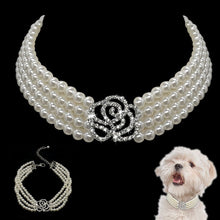 Load image into Gallery viewer, Elegant Crystal Dog Collar Necklace Choker Style Rhinestone Pearl Luxury Pet Dog Accessories Necklaces For Dog Chihuahua D30 - AVA Health and Wellness Boutique

