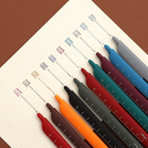 JIANWU 0.5mm 3 in 1 Multifunction Retro Color gel pen Creative journal Ruler Pen Cartoon Bookmark pen School supplies - AVA Health and Wellness Boutique
