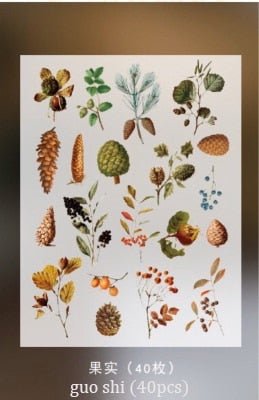 JIANWU 40pcs Plants Flowers Series Washi Sticker Pack journal DIY Decoration Stickers Scrapbook Stationery Diary Stickers - AVA Health and Wellness Boutique