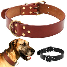 Load image into Gallery viewer, Luxury Best Genuine Leather Pet Dog Collars For Pit bull German Shepherd Labrador with Durable D ring &amp; Buckle S/M/L/XL Black - AVA Health and Wellness Boutique
