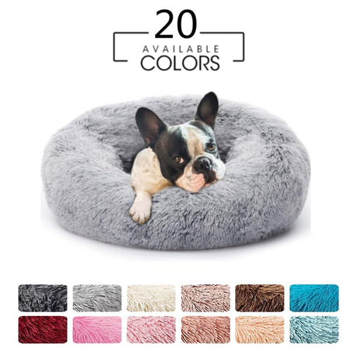 Luxury Long Plush Dounts Dog Bed Basket Calming Bed Hondenmand Pet Kennel Cats House Shag Vegan Fur Donut Cuddler Cat & Dog Bed - AVA Health and Wellness Boutique