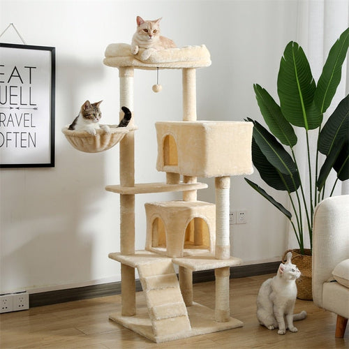 Luxury Multi-Level Cat Tree Tower with Cat Condo Cozy Perches Pet Play House Scratching Post Stable Cat Tower with Hanging Ball - AVA Health and Wellness Boutique