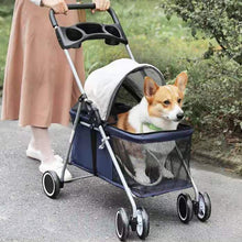 Загрузить изображение в средство просмотра галереи, Luxury Pet Cat Stroller Baby Stroller Newborn Foldable 4 Wheels Shock Absorption Stroller Dog Transporter Carrier&amp;Raincover Gift
