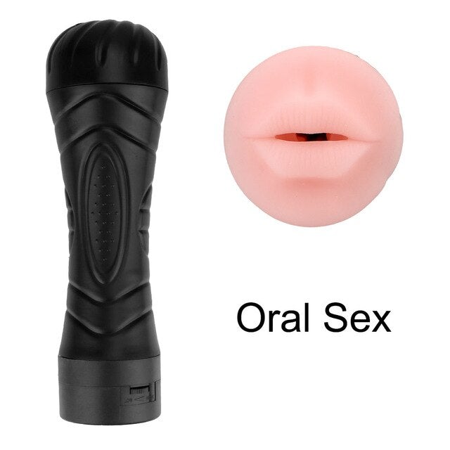 Realistic Pussy Soft Vagina Electric Vibrating Male Masturbator Cup Voice Aircraft Cup Sex Toys for Men Masturbation Strong Suck - AVA Health and Wellness Boutique