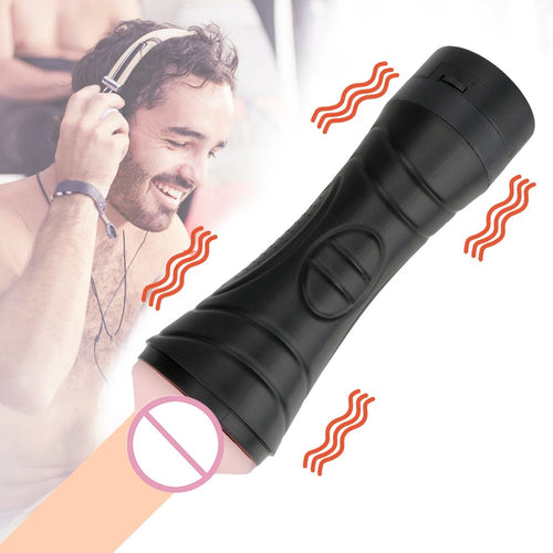 Realistic Pussy Soft Vagina Electric Vibrating Male Masturbator Cup Voice Aircraft Cup Sex Toys for Men Masturbation Strong Suck - AVA Health and Wellness Boutique