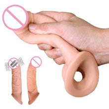Carica l&#39;immagine nel visualizzatore di Gallery, Silicone Realistic Dildo Penis Enlargement Penis Sleeve Reusable Condoms Dick Cover Cock Ring Sex Toys For Men Couples - AVA Health and Wellness Boutique

