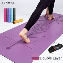 Load image into Gallery viewer, TPE Yoga Double Layer Non-Slip Mat Yoga Exercise Pad with Position Line For Fitness Gymnastics and Pilates - AVA Health and Wellness Boutique
